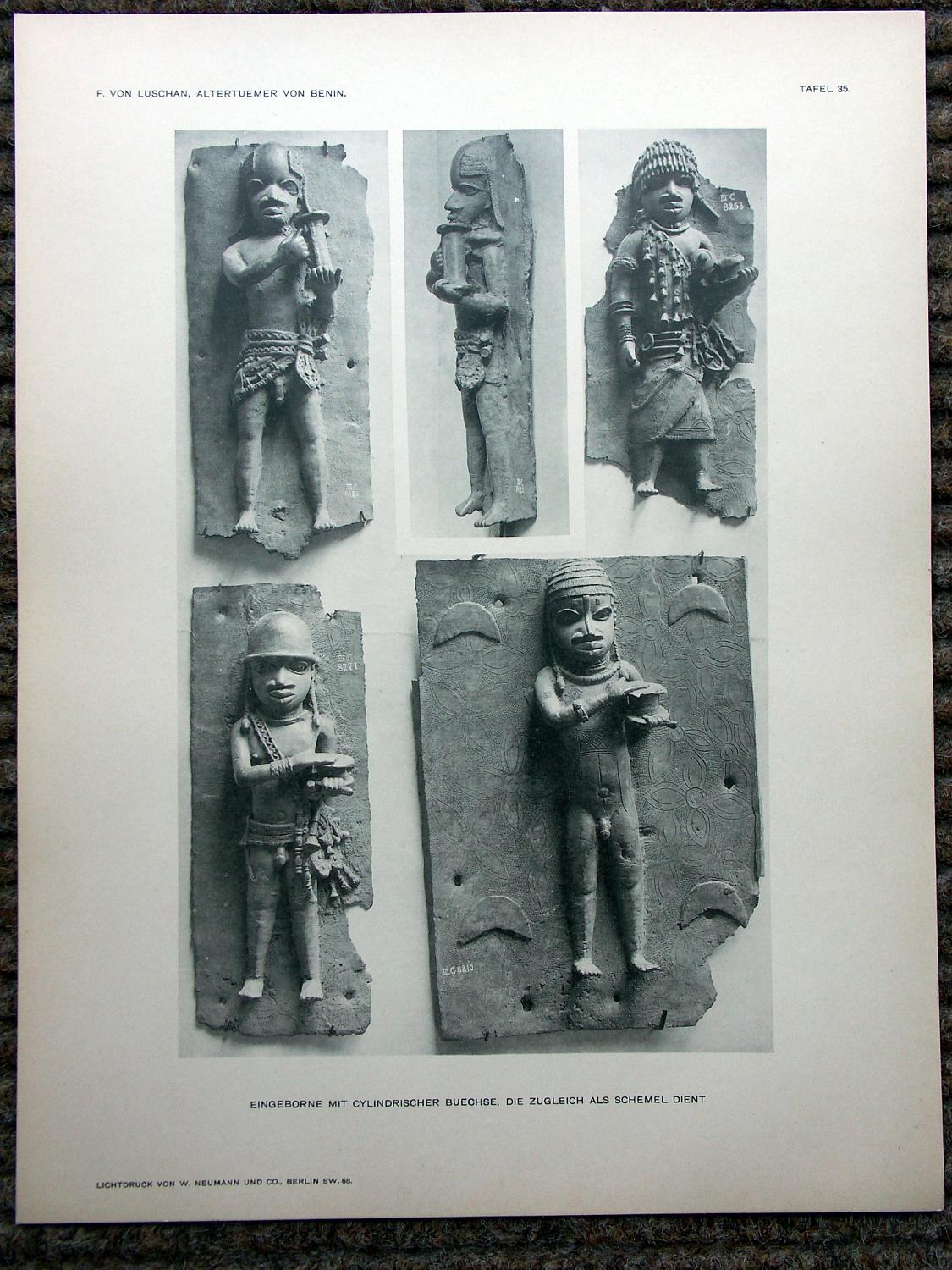 zz-lusc19,tafel 35 benin nigeria,bronze-platten mensch mit zylinder-b